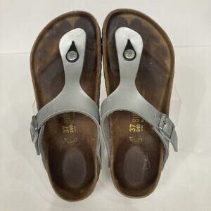 Birkenstock Gizeh Womens Shoes Size 37 Metallic Silver Birko-Flor Thong Sandals